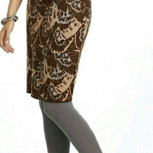 Sparrow (Anthropologie) Brown Motif Pencil Skirt
